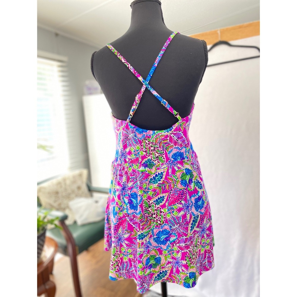 Stella‎ Parker Swimdress Womens Large Pink Floral Tropical Crossback One Piece - Picture 2 of 10